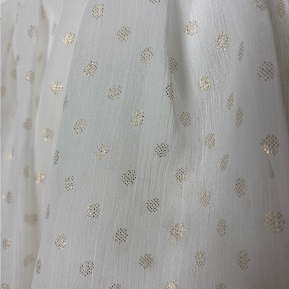 Mac‎ Duggal White And Gold Polka Dot One Shoulder Tiered Dress  Size 0 - Picture 5 of 8